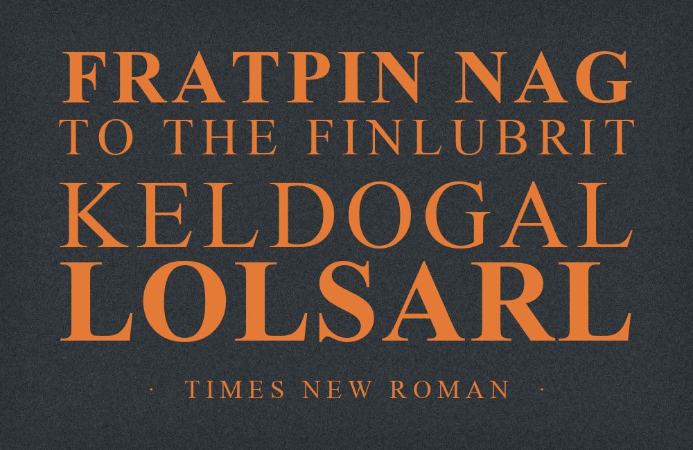 Times New Roman type specimen