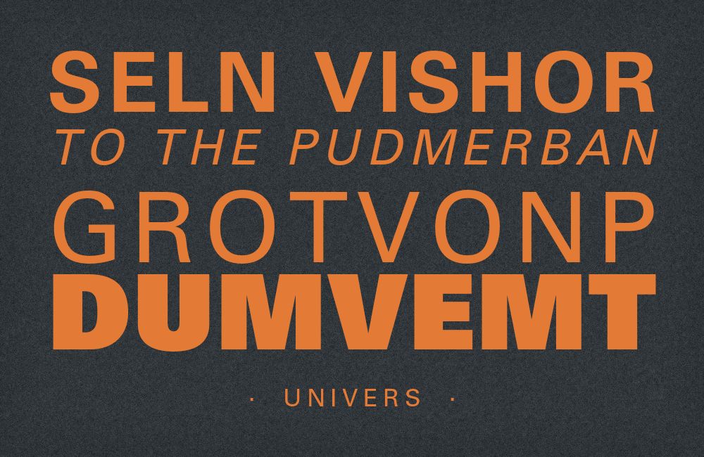 Univers type specimen