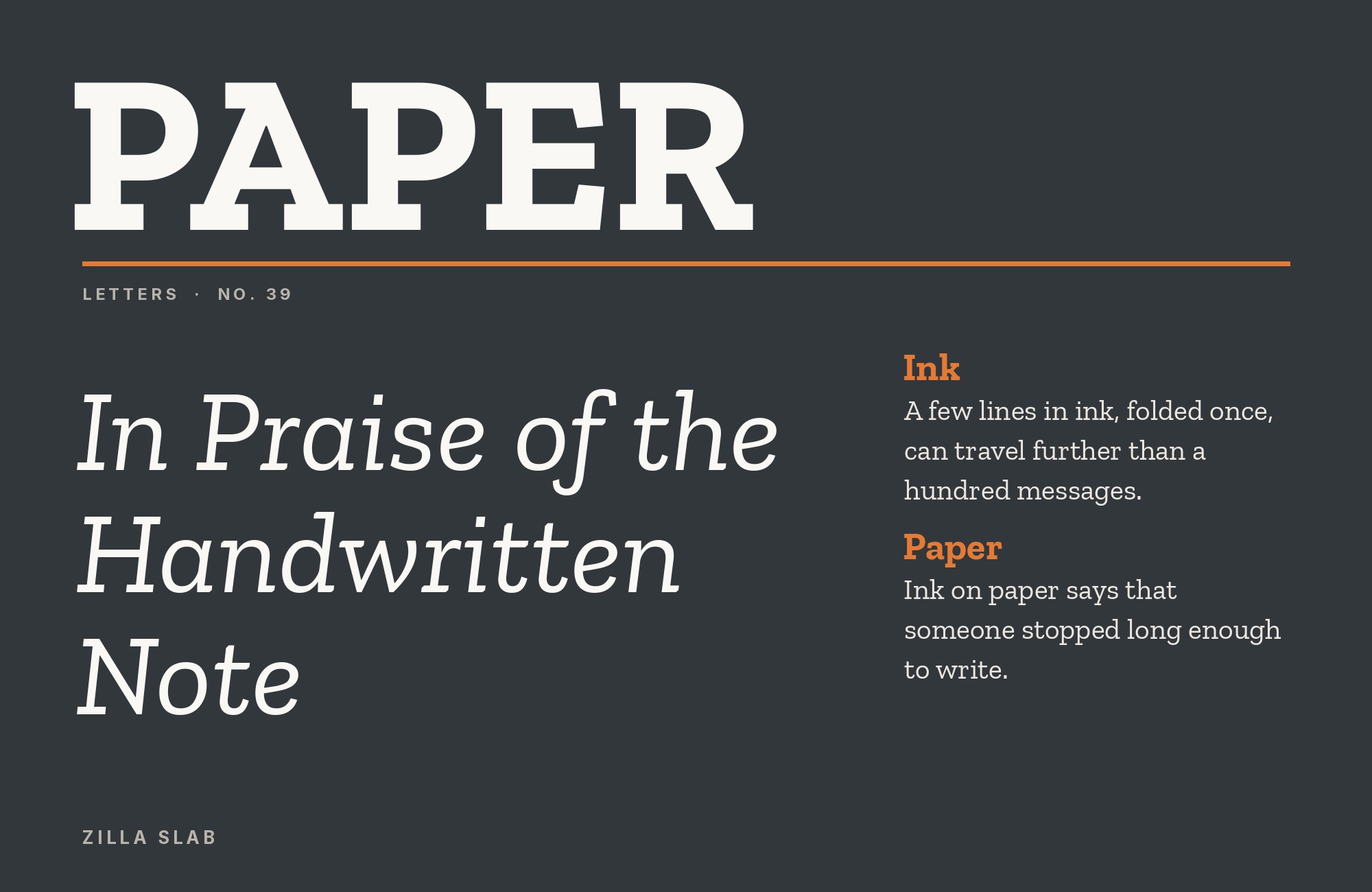 Zilla Slab type specimen